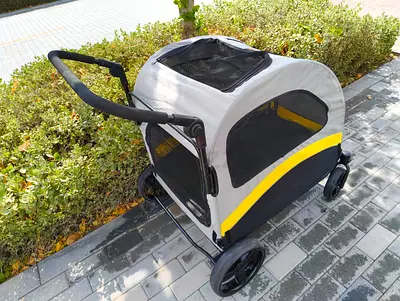 Bingo Paw foldable extra large dog stroller with rain cover included loads up to 45kg