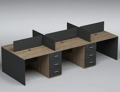 4 Seater Workstation Desk with Storage