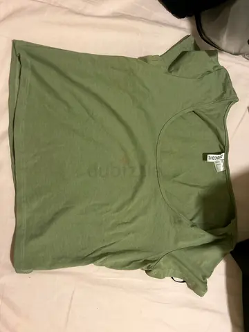 Light Green Womens Scoop Neck Cotton Crop Top - Good Condition