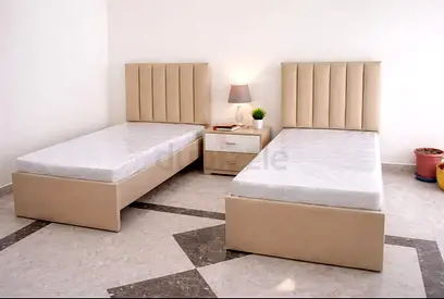 Pair of Beige Single Beds with Headboards and Nightstand - Good Condition