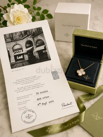 Van Cleef  Arpels Alhambra Mother-of-Pearl Pendant with Box  Certificate