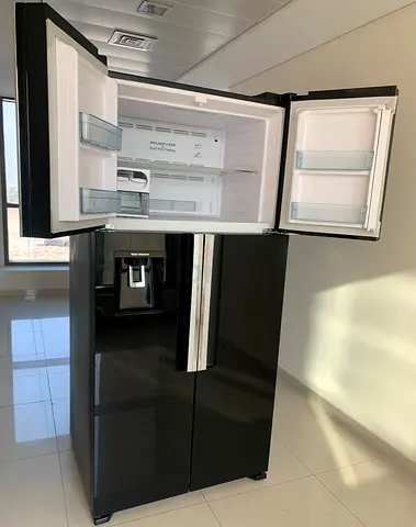 Free Delivery- Hitachi Black glass 4-door Fridge and Freezer With Water Dispenser 90cm