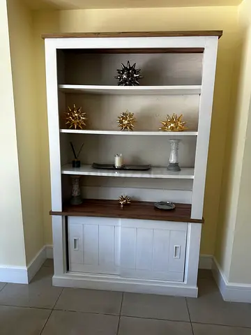 White Wooden Display Cabinet / Bookcase with Storage