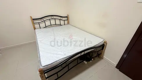 Metal Frame Queen Bed with Mattress - Good Condition