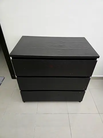 Black 3-Drawer Chest / Dresser - Compact and Sturdy