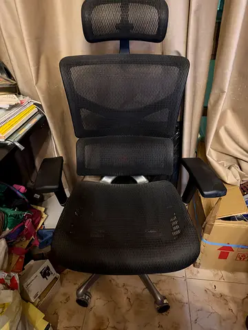 Ergonomic Black Mesh Office Chair with Headrest (Good Condition)