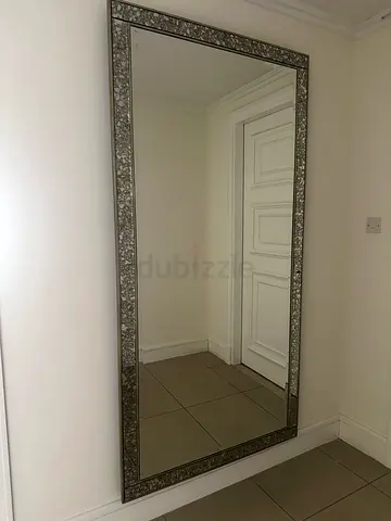 Large Decorative Wall Mirror with Silver Mosaic Frame - 180x90cm (Approx)