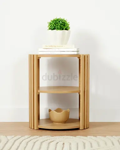 Anko Nate Bedside Table with 3 Shelves Modern Round Nightstand