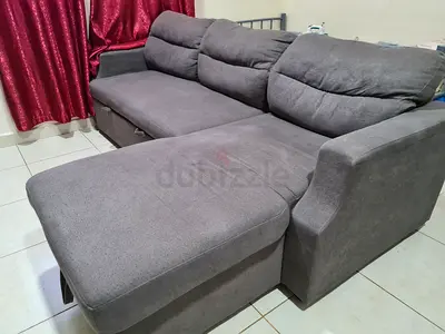 Gray L-shaped Fabric Sofa bed Comfortable Used Condition