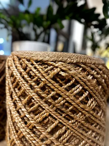 Set of 2 Handwoven Jute Poufs / Stools