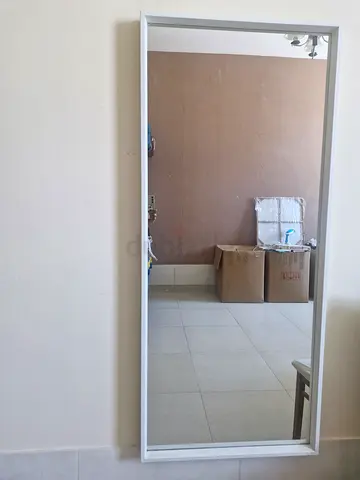 Full-length Wall Mirror with Slim White Frame - Good Condition
