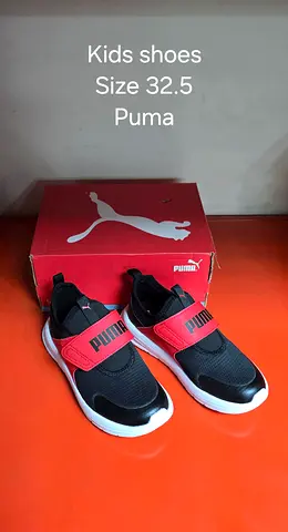 Puma kids sneakers - size 32.5, black  red