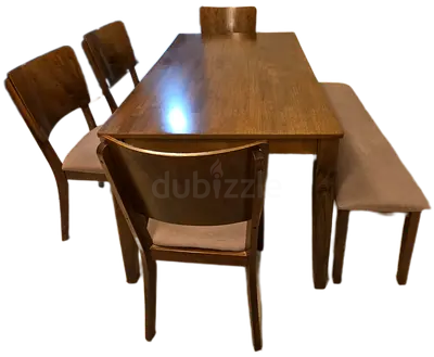 Dining Table with 4 Chairs and Bench - Good Condition