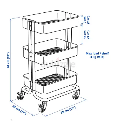 IKEA RÅSKOG 3-tier utility trolley / kitchen storage on wheels