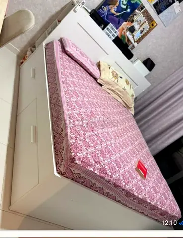 Bed ,door ,side table, kitchen cabinet