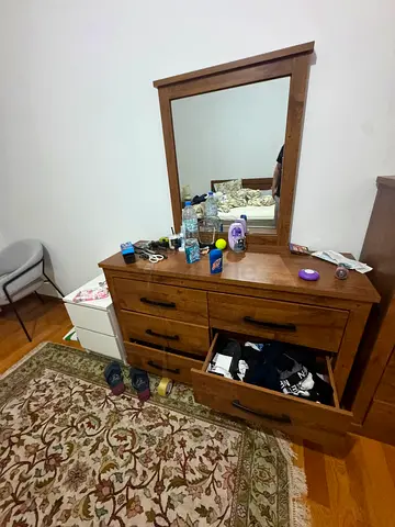 Solid Wood Dresser with Mirror - Good Condition
