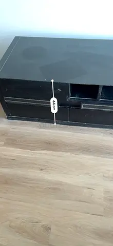 Black low TV cabinet / media console, 48 cm height