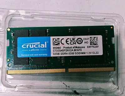 Crucial 32GB DDR4-3200 SODIMM RAM (CT32G4SFD832A.M16FE) - Single Stick