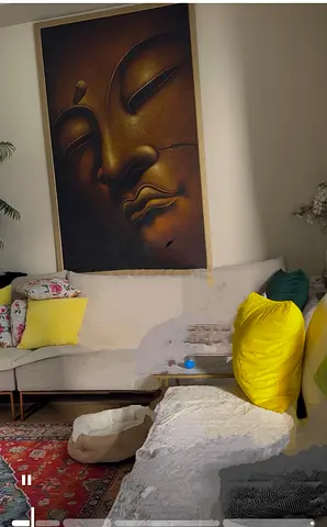 Original - The calm Buddha face -  painting from Bali