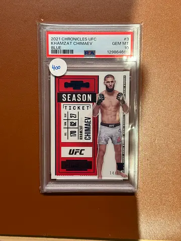 Graded 2021 Chronicles UFC Khamzat Chimaev Season Ticket ROOKIE Card (PSA GEM MT 10)