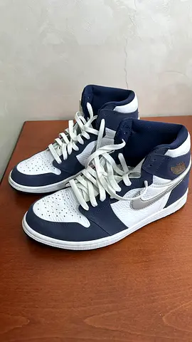 Used Nike Air Jordan 1 High-Top Sneakers - Navy  White, Size 44