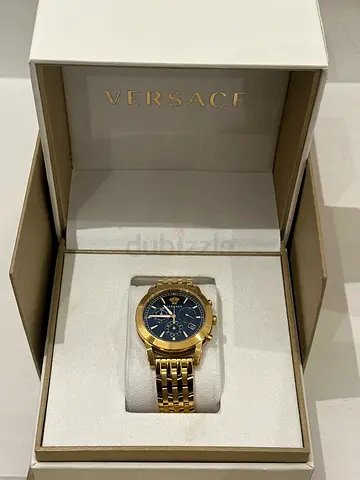Versace mens gold-tone chronograph watch with original box