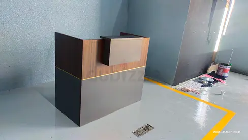 Brand New Compact Reception Counter / Front Desk in Wood Finish For Sale