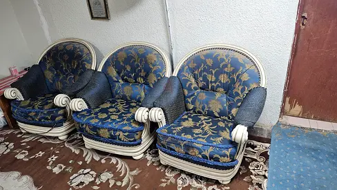Set of 3 Classic Upholstered Armchairs with Floral Pattern