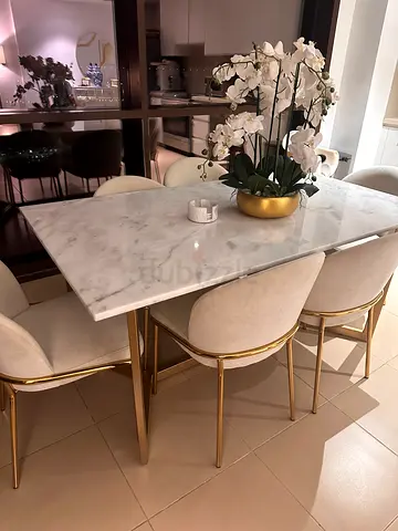 6 Seater Real Marble Dining Table