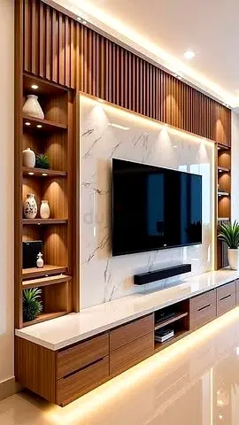 Luxury TV Unit Design with Storage