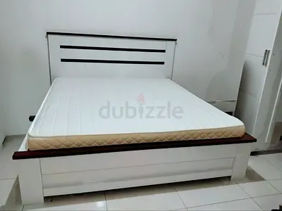 White Melamine king size 180 x 200 cm bed frame with Bonnel spring orthopedic mattress 20 cm thick