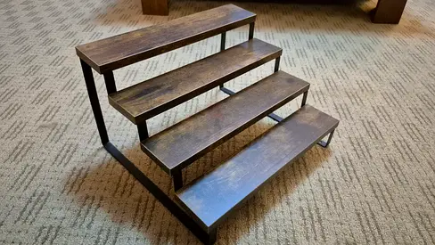 Solid Wood 4-Step Display Rack / Stairs - Rustic Finish