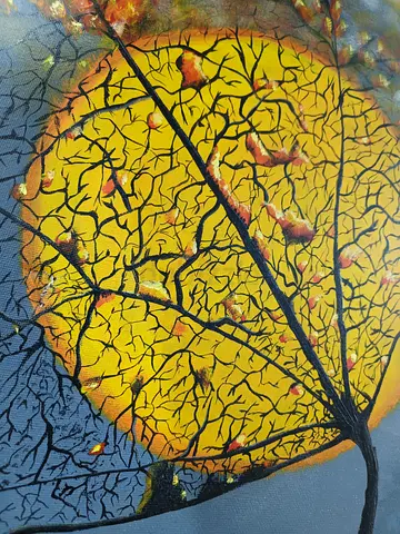 Botanical Sun Acrylic Painting on Canvas