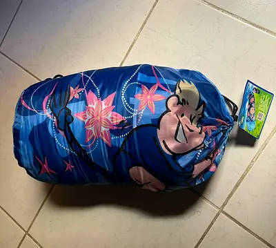 Kids Sleeping Bag / Roll-Up Nap Mat - Blue Floral Cartoon Design
