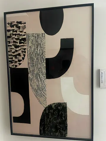 Framed Abstract Monochrome Print - Modern Geometric Art