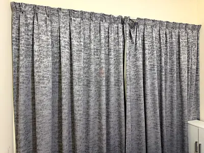 Grey Textured Room Darkening/Blackout Curtains