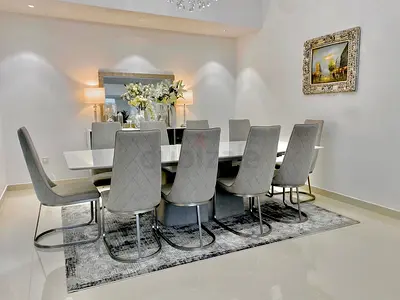 Modern 10-Seater Dining Table with 10 Suede chairs