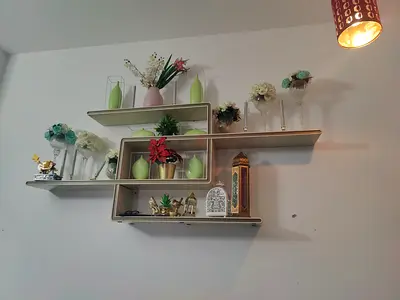 Wall-mounted decorative shelving unit with display decor, sofas from home center , dining , tiles