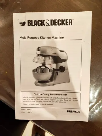 Black  Decker Multi-Purpose Kitchen Machine (PRSM600) - Manual Included