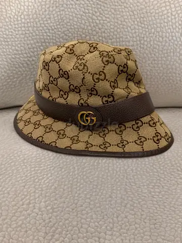 Medium size Gucci GG Canvas Bucket Hat with Leather Trim