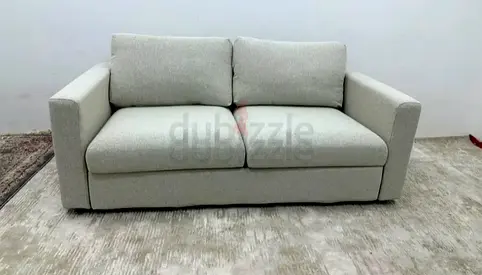 Light Grey 2-Seater Fabric Sofa - Good Condition