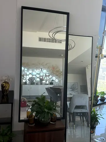 Set of 2 Full-Length Framed Mirrors - Black Slim Frame