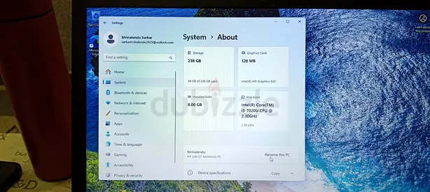 HP Laptop I3 8 GB RAM 128 SSD