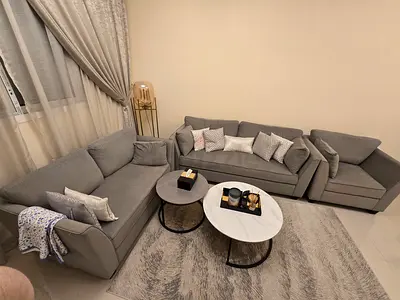 Sofa set with centre table and rug
