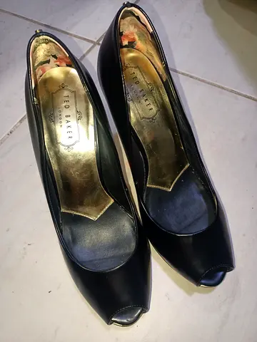 Ted Baker black peep-toe heels, size unknown - gently used
