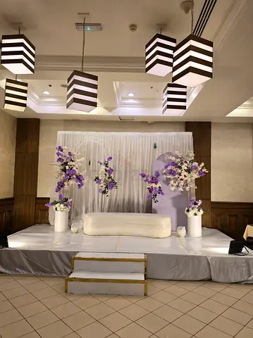 Wedding/Event Stage Sofa Set with Floral Backdrop (Used)
