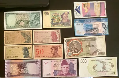 Collection of International Banknotes from Various Countries
