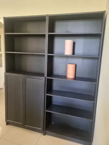 Dark Wooden Bookshelves / Storage Cabinet - Set of 2