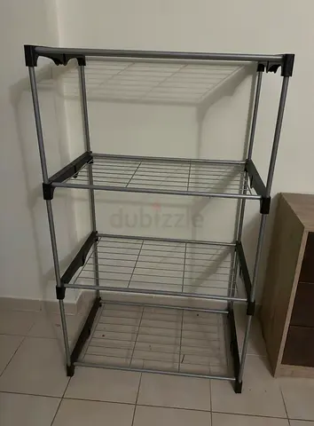 Lightweight 4-Tier Metal Shelf Rack - Good Condition