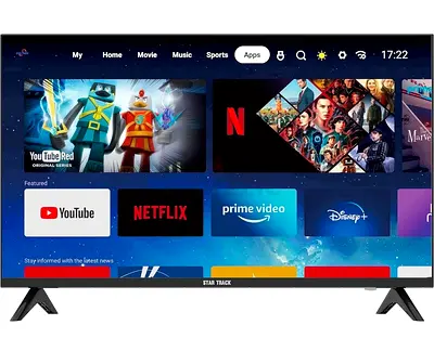 Star Track 40 Inch, HD, LED Smart TV Android 13.0, T2S2, A+ Screen, WiFi, Miracast, Netflix, Youtube